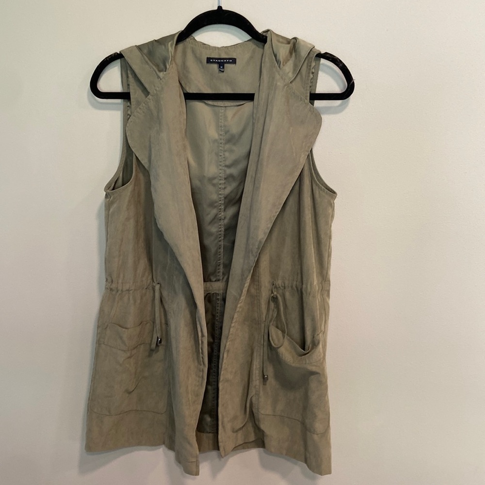Muted Olive Green Satin Lined Vest size Medium